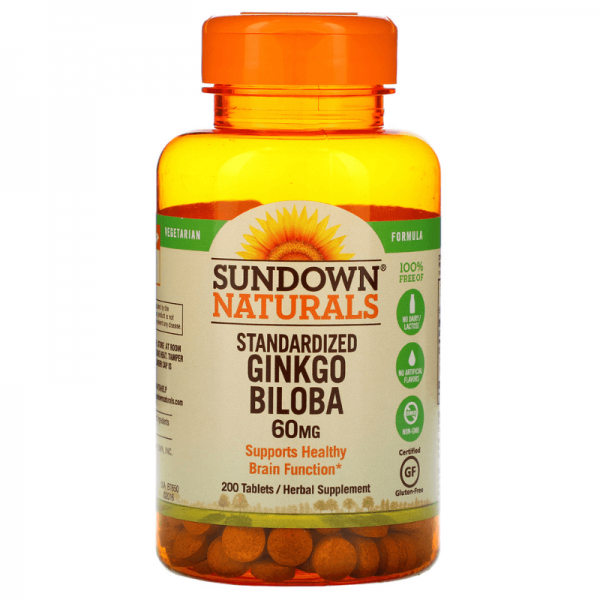 Sundown Naturals Standardized Ginkgo Biloba 60mg 200 Tablets